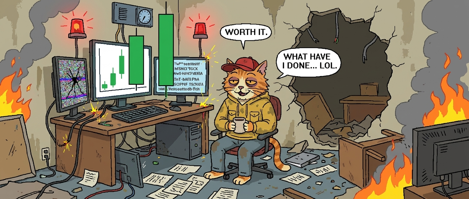 KAY calmly sitting in a room of market chaos