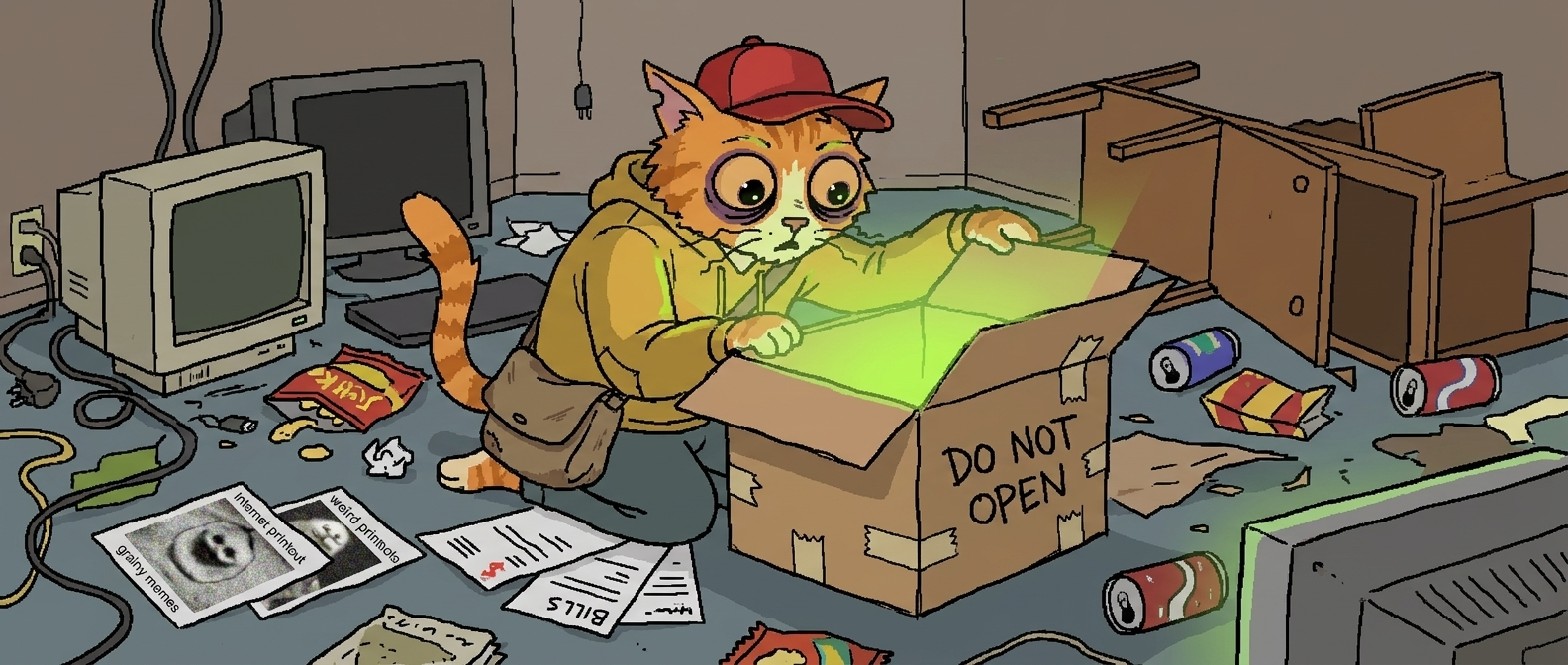 KAY opening a glowing box